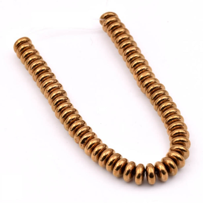 Czech beads Bead Rondelle Donut Bronze 6x3mm - Hole: 0.8mm (1strand-13.5cm)