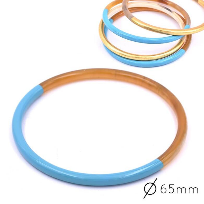 Horn bangle bracelet Turquoise blue 63-66mm - Thickness: 3mm (1)