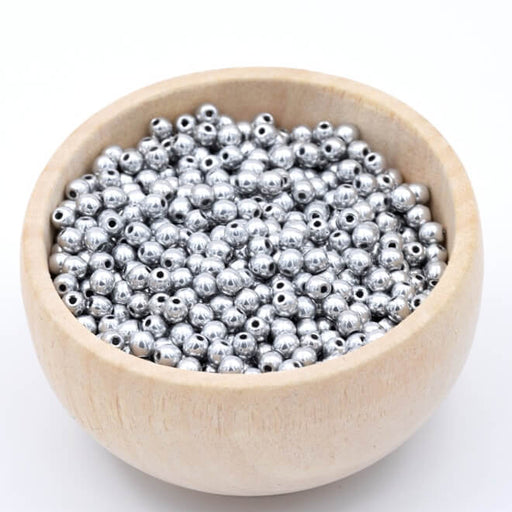 Buy Czech round glass bead Silver 3mm (30 beads)