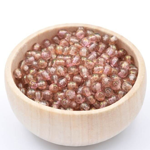 Buy Czech round glass bead Luster Transparent Topaz Pink 4mm (50 beads)