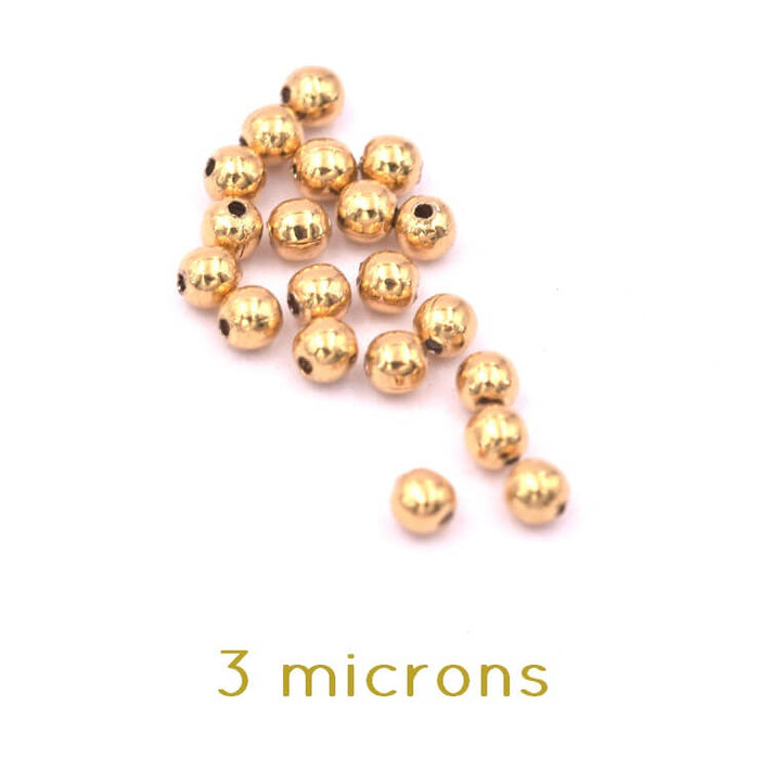 Round bead 1.5mm - Gold plated 3 microns - Hole: 0.4mm (20)