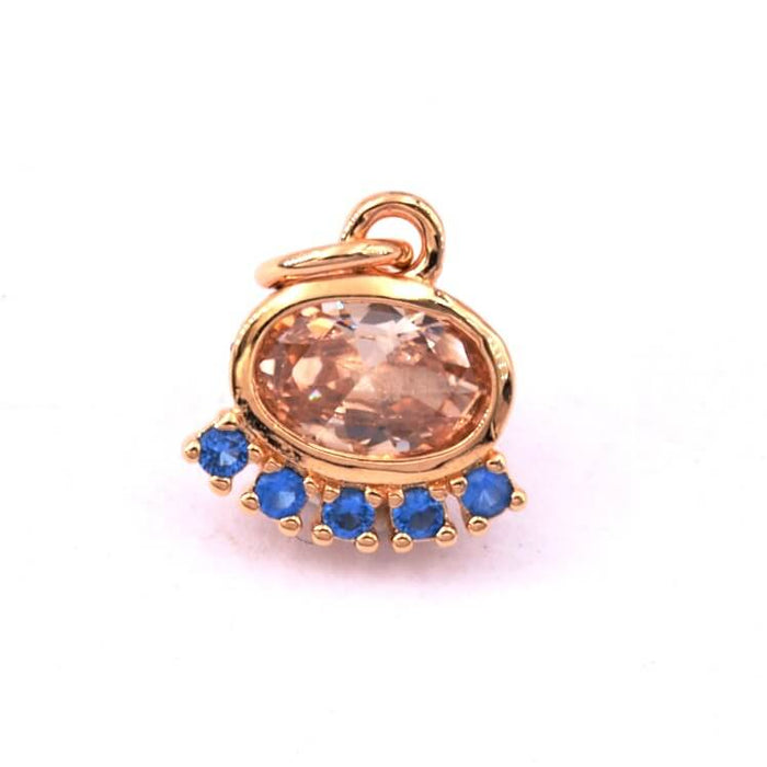 Oval zircon pendant golden shadow and blue gold plated 3 microns 8mm(1)