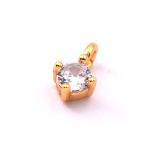 Buy Charm zircon set in Sterling silver, flash gold 3mm - Hole: 1.5mm (1)