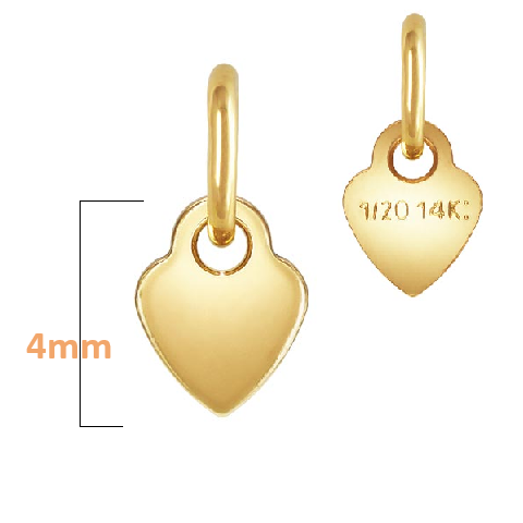 Tiny flat heart with oval ring Silver 925 gold plated 4mm (1)