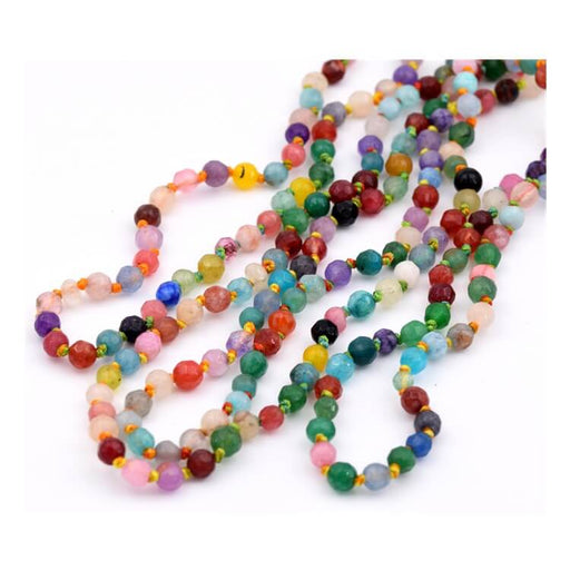 Buy Round faceted beads necklace in tinted jade mixed colors 4.5mm (1)