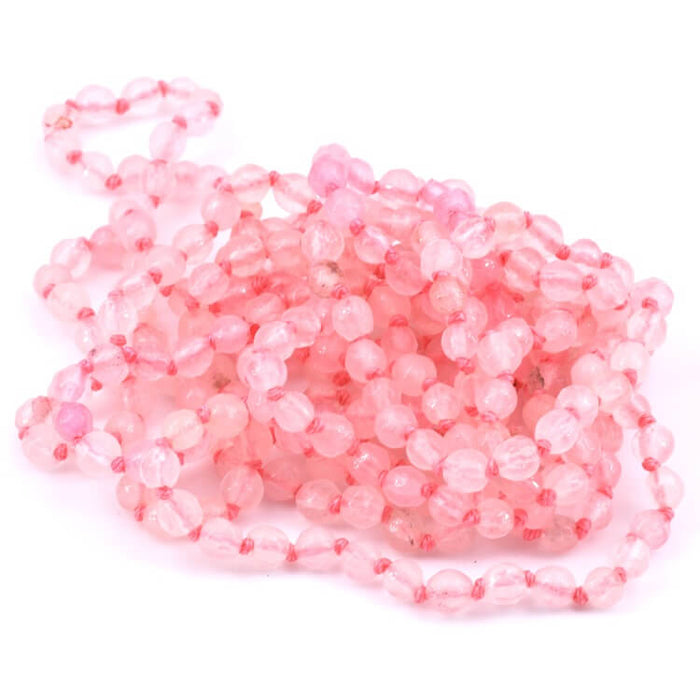 Faceted round bead necklace in rose quartz 4.5mm (1)