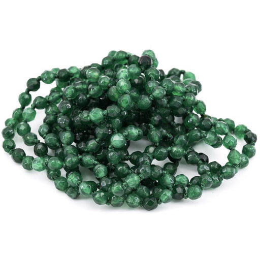 Round faceted beads necklace in green tinted Jade 4.5mm (1)