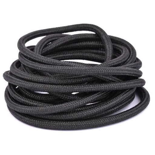 Buy Round black braided polyester cord 3mm (2m)