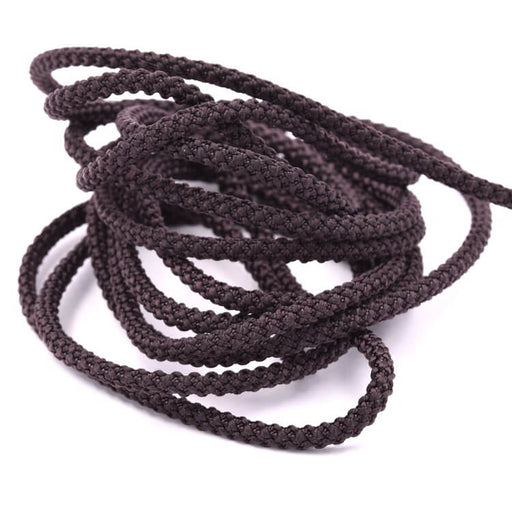 Buy Braided polyester cord Dark brown 2x3mm (2m)