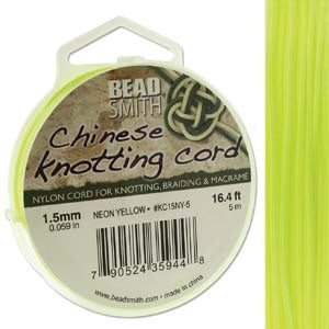 Braided nylon wire cord 1.5mm neon fluo yellow - 5m spool (1)