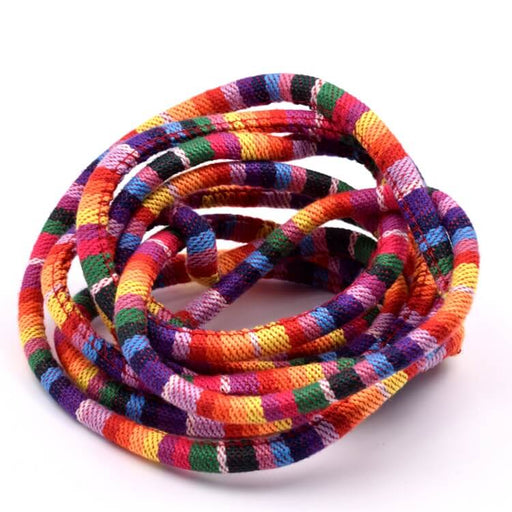 Round ethnic cotton cord mix color 7x5mm (2m)