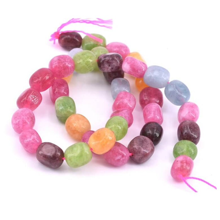 Dyed jade nugget bead sweets color Mix - 8.5-11x10mm (1 Strand - 37cm)