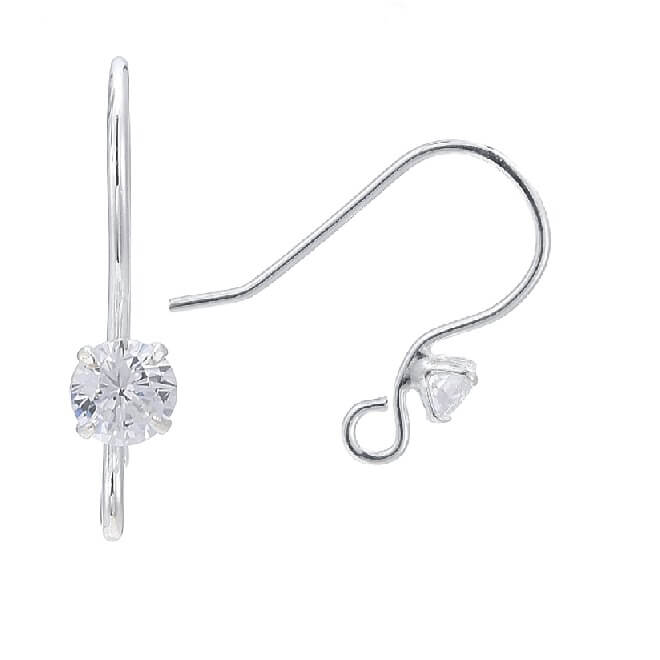 Hook earrings with zircon Sterling Silver 13x16mm (2)