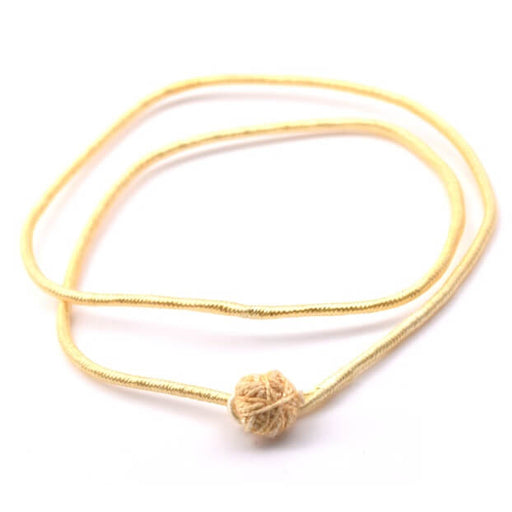 Buy Torque necklace in creamy yellow silk and cotton thread 44cm (1)