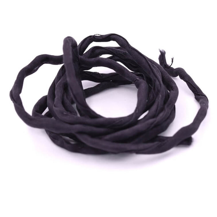 Natural silk cord hand dyed black 2mm (1m)