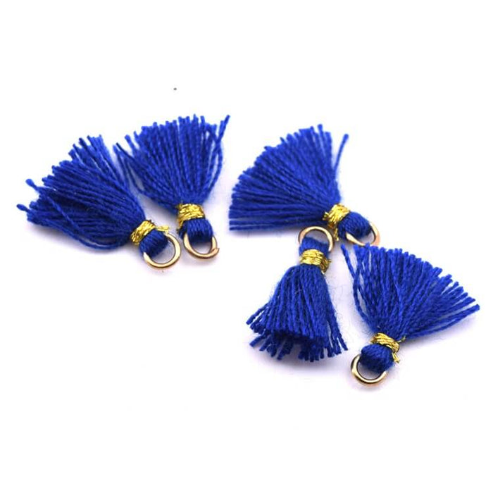 5 mini royal blue gold wire pompoms 15mm (5)