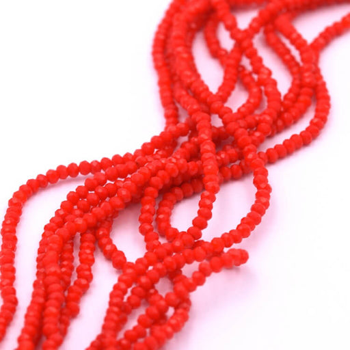 Buy Faceted glass beads Red 2.5x1.5mm - Hole 0.4mm (1 strand)