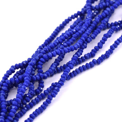 Buy Faceted glass beads Royal blue 2.5x1.5mm - Hole 0.4mm (1 strand)