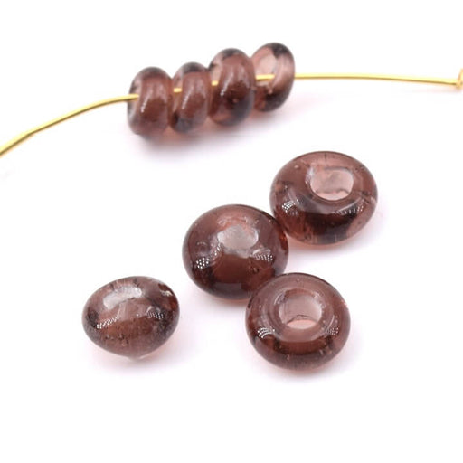 Donut rondelle bead in garnet purple glass paste 7-8mm (4)