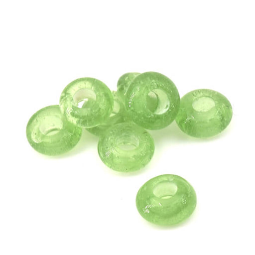 Donut rondelle bead in Peridot green glass paste 6-7mm (4)