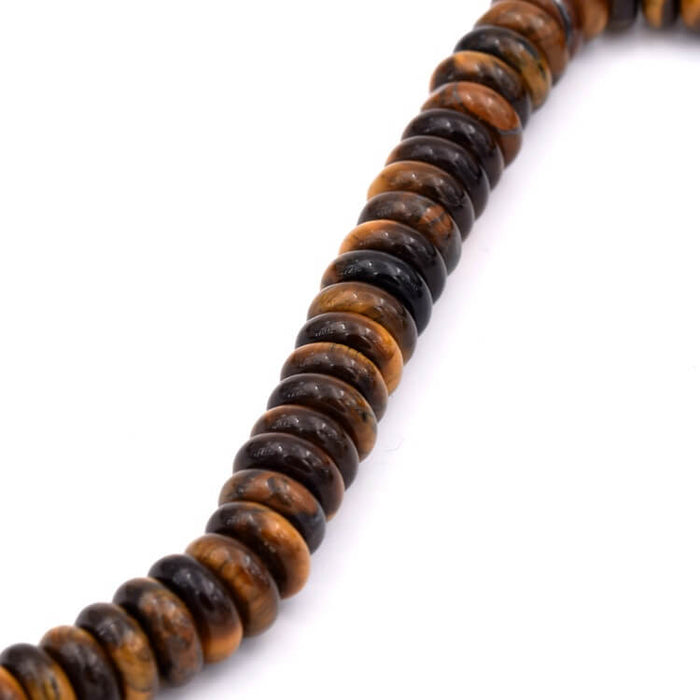 Tiger eye donut roundel beads 10x4mm - Hole: 1mm (1 strand-20cm)