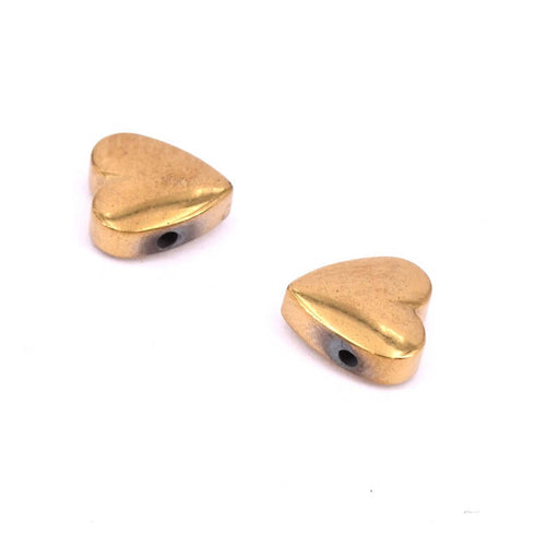 Buy Synthetic hematite Golden heart beads 8x3mm - Hole: 1mm (2)