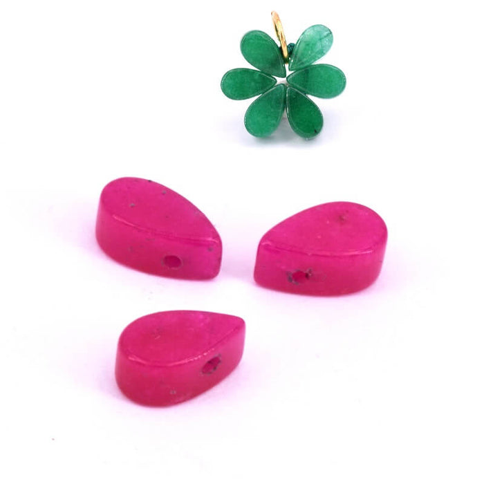 Drop bead pendant jade tinted Fuchsia 10x5.5x4mm - Hole: 0.7mm (3)