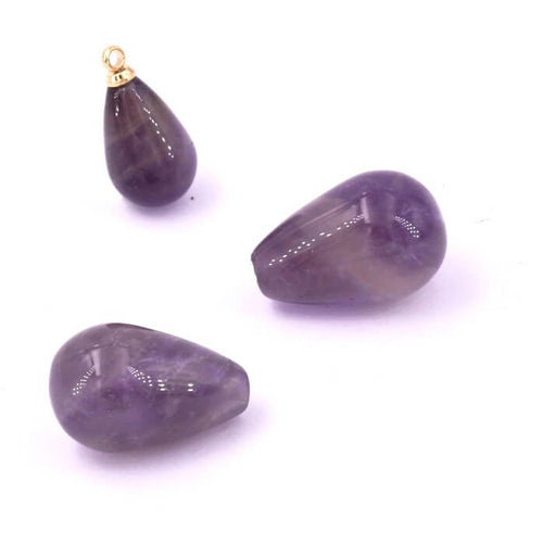 Semi-drilled drop bead amethyst 13x6mm - Hole: 1mm (2)