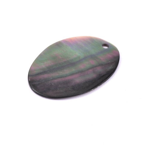 Buy Oval black shell pendant 30mm - Hole: 1mm (1)