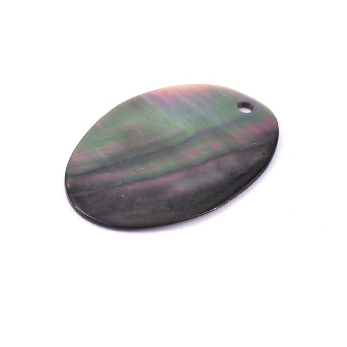 Oval black shell pendant 30mm - Hole: 1mm (1)