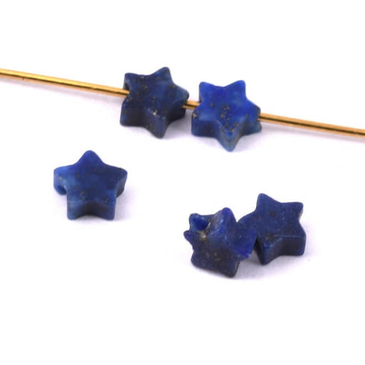 Lapis lazuli star bead 4x2mm - Hole: 0.8mm (5)