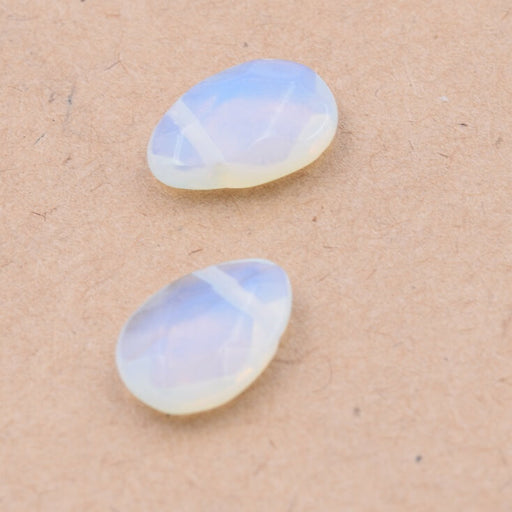 Faceted opalite drop pendant 12x8mm - hole: 0.8mm (2)