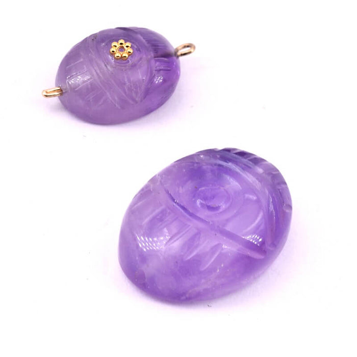 Carved Amethyst eye bead 17x13mm - Hole: 0.6mm (1)