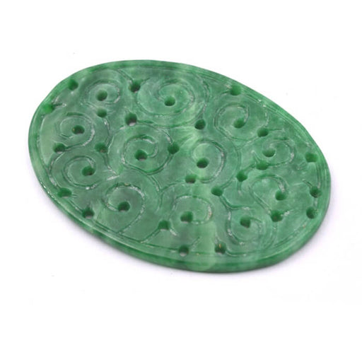 Buy Green jade arabesque openwork oval connector pendant 49x25mm (1)