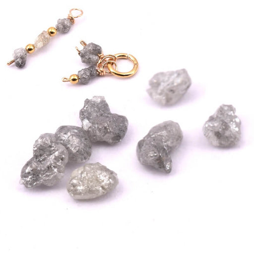 Gray raw diamond nugget beads 3-4x2-3mm - hole: 0.4mm (5)