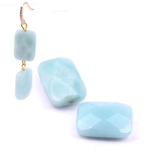 Buy Amazonite faceted rectangle bead 14x10mm - Hole: 1mm (2)