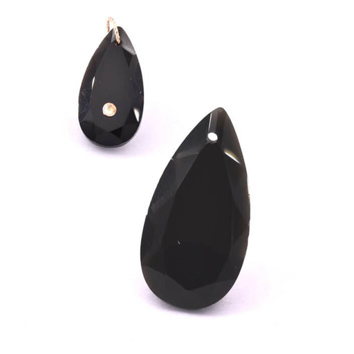 Buy Obsidian black faceted drop pendant 25mm - Hole: 1mm (1)