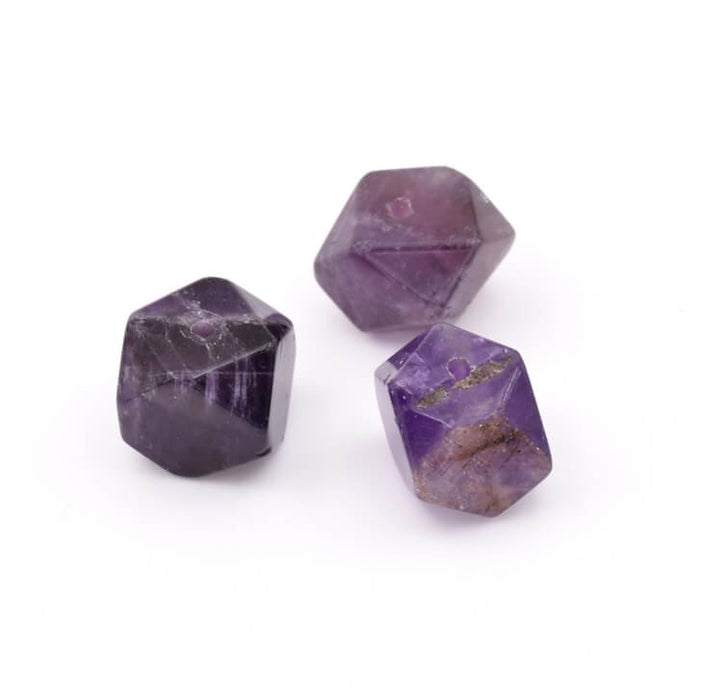 Natural Amethyst polygon beads 8-10x10mm - Hole: 1mm (3)