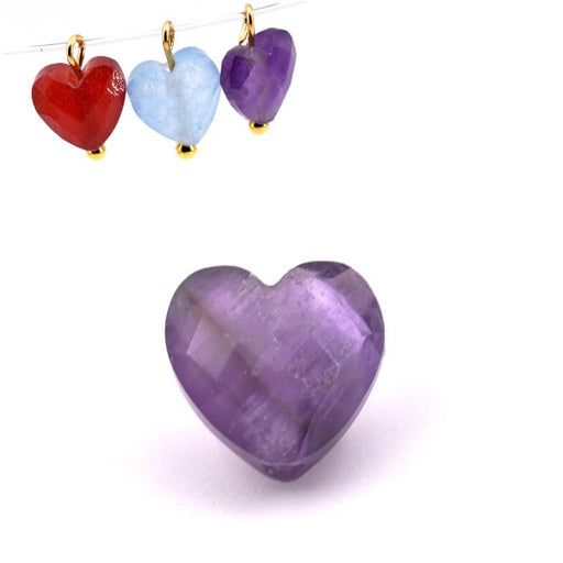 Faceted amethyst heart bead 8mm - Hole: 1mm (1)