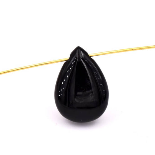 Buy Black onyx drop pendant 18x13mm - Hole: 1mm (1)