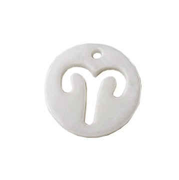 Charm pendant round shell Aries astrological sign 12mm (1)