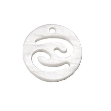 Charm pendant round shell Cancer astrological sign 12mm (1)