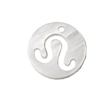 Charm pendant round shell Leo astrological sign 12mm (1)