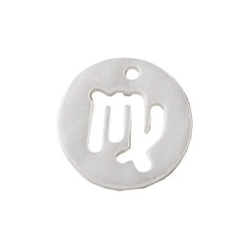 Charm pendant round shell Virgo astrological sign 12mm (1)