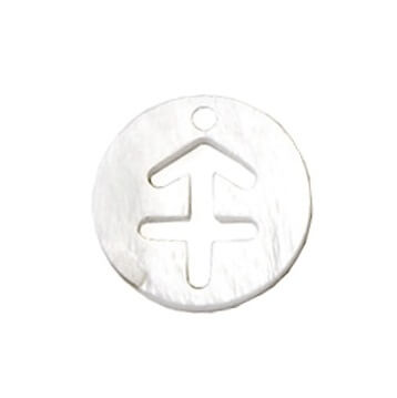 Buy Charm pendant round shell Sagittarius astrological sign 12mm (1)