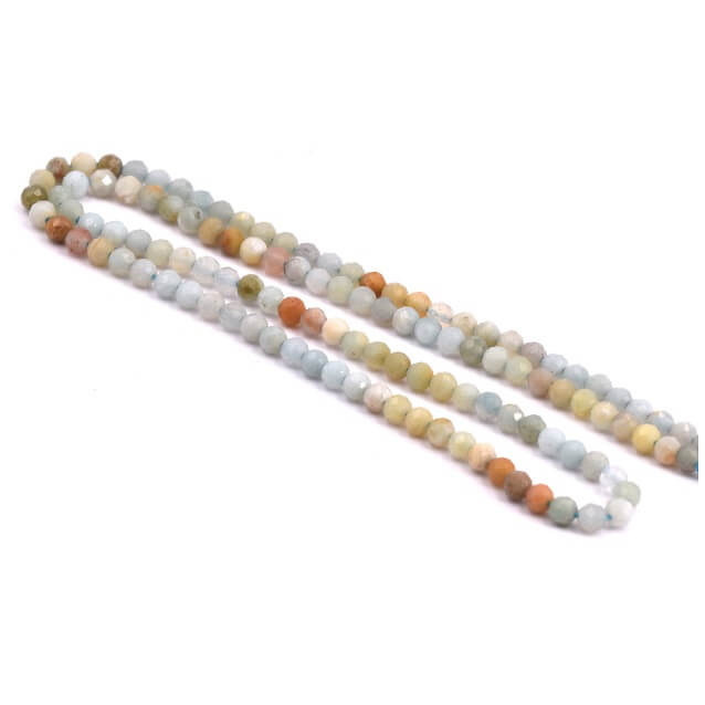 Faceted bead mix amazonite and moonstone 3.5x3mm (1 Strand-38cm)