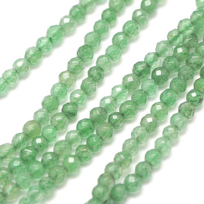 Green Aventurine faceted round bead 3mm - Hole: 0.8mm (1 Strand-38cm)