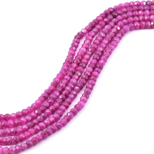 Buy Natural ruby ​​corundum faceted bead 3mm - Hole: 0.7mm (1 strand-38cm)