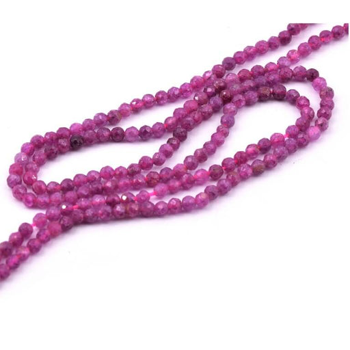 Natural ruby ​​corundum faceted bead 2.5mm - Hole: 0.6mm (1 strand-39cm)