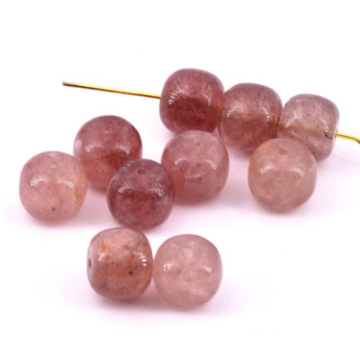 Large rondelle beads strawberry quartz - 10x9mm - Hole: 1.2mm (10)